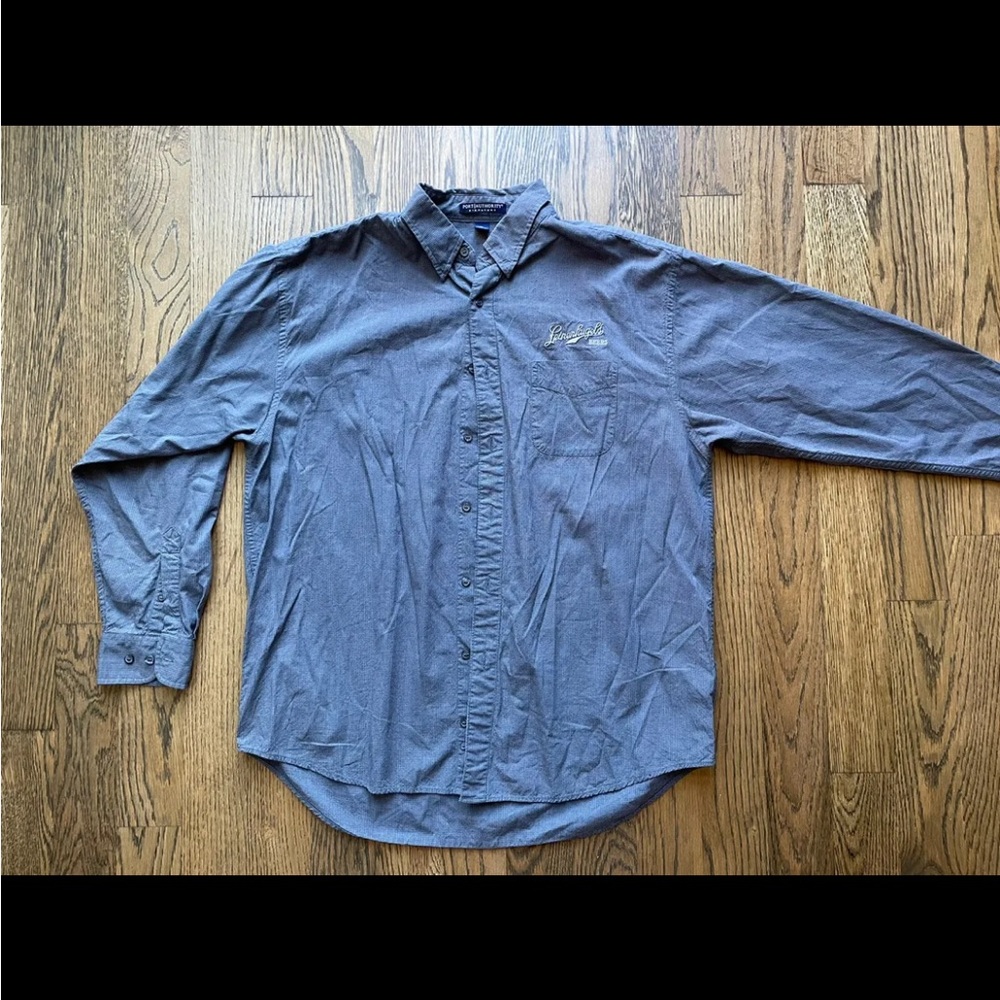 Leinenkugels Beer Brewing Blue-gray Button down employee Work Shirt Men's XL